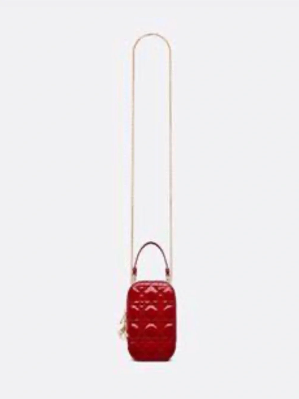 Dior Red Quilted Heart Phone Case with Gold Hardware